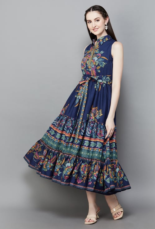 BIBA Floral Print A-line Dress