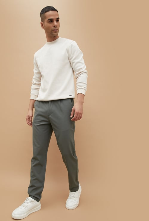 CODE Solid Regular Fit Trousers