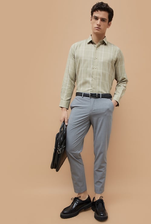 CODE Solid Super Slim Fit Formal Trousers