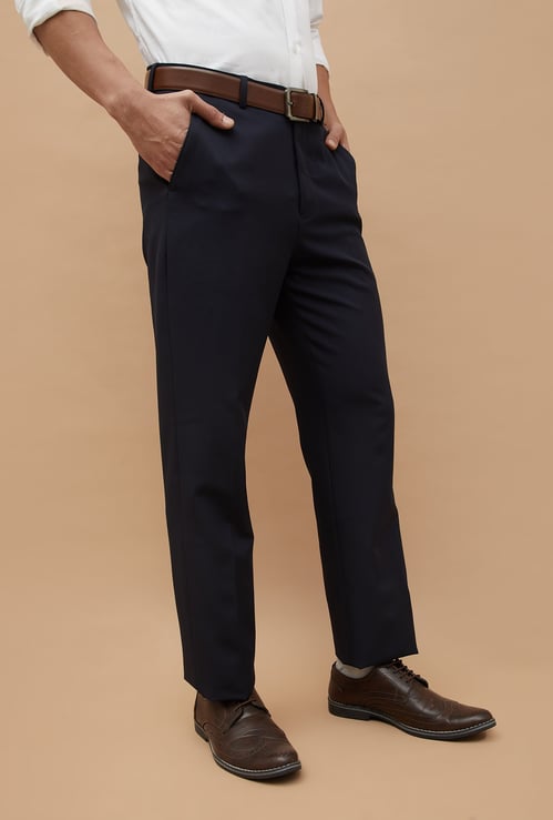CODE Solid Super Slim Fit Formal Trousers