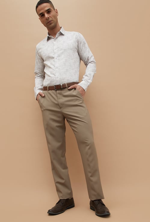 CODE Solid Super Slim Fit Formal Trousers