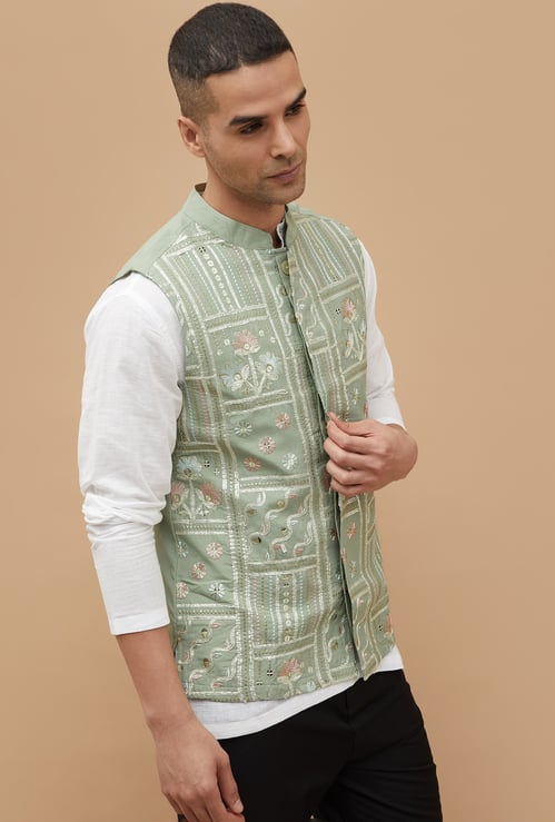 MELANGE Embroidered Nehru Jacket