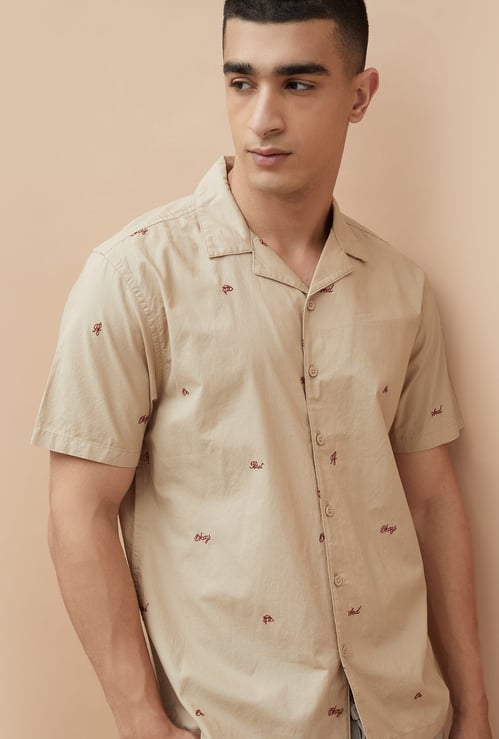 FAME FOREVER Embroidered Smart Fit Shirt