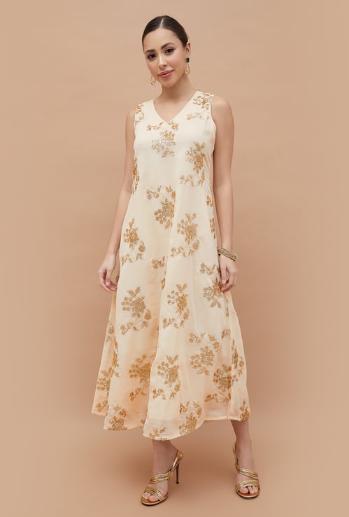 MELANGE Sequin Embellished A-Line Dress