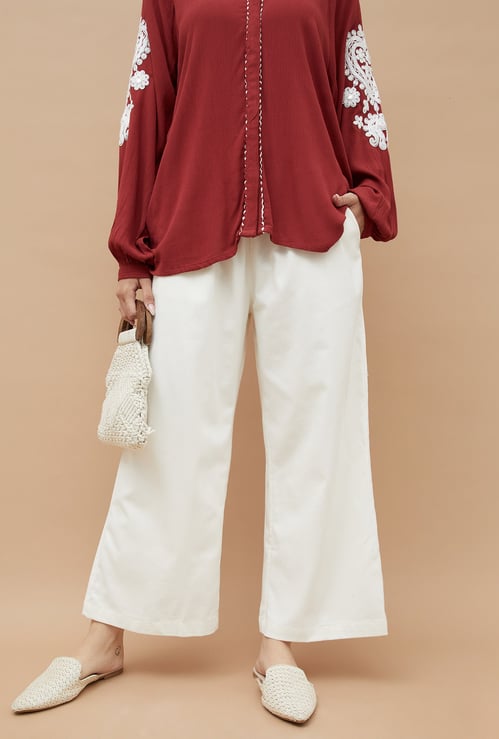 COLOUR ME Solid Elasticated Palazzos