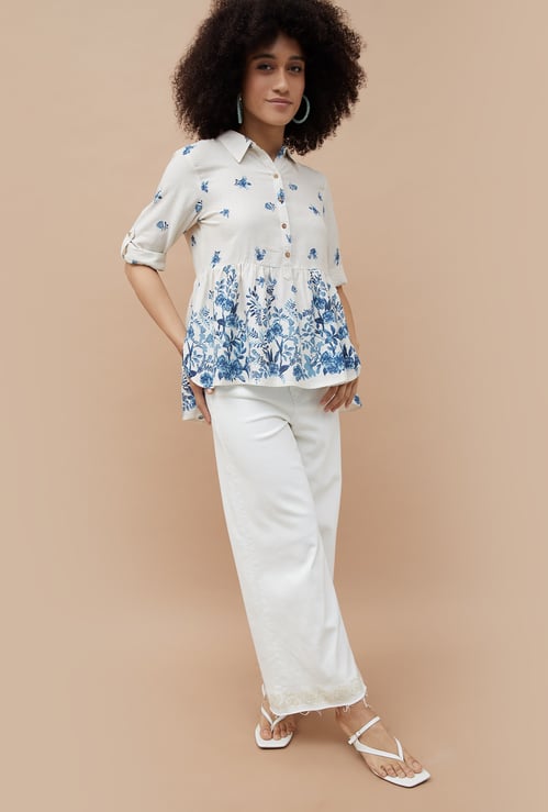 COLOUR ME Floral Print Shirt Style Top