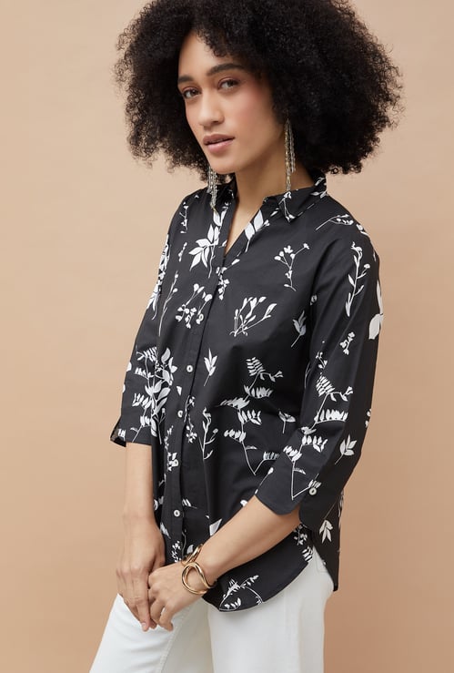 COLOUR ME Floral Print Collared Tunic