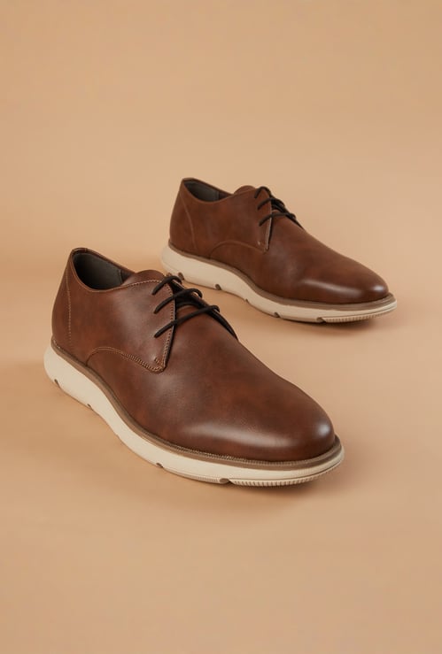 CODE Solid Lace-Up Derby Shoes