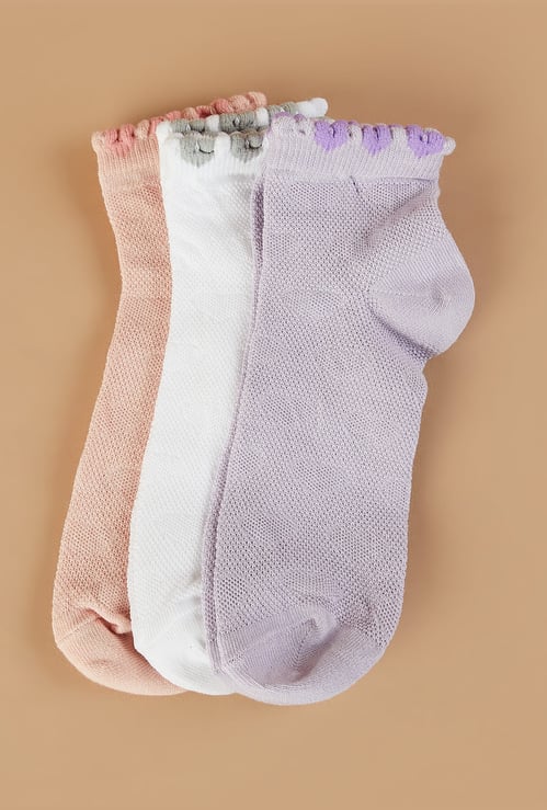 FAME FOREVER Knitted Ankle-Length Socks - Pack of 3