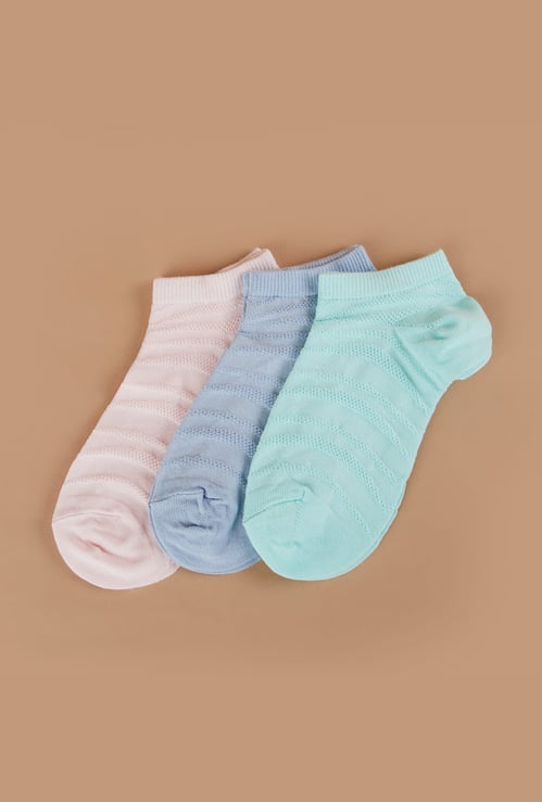 GINGER Striped Knit Ankle Length Socks - Pack of 3