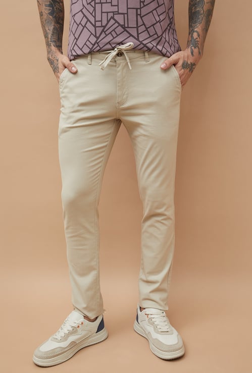 FAME FOREVER Solid Slim Tapered Trousers
