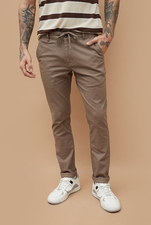 FAME FOREVER Solid Slim Tapered Trousers