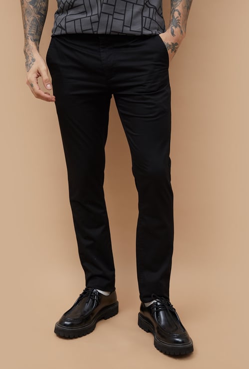 FAME FOREVER Solid Slim Tapered Trousers