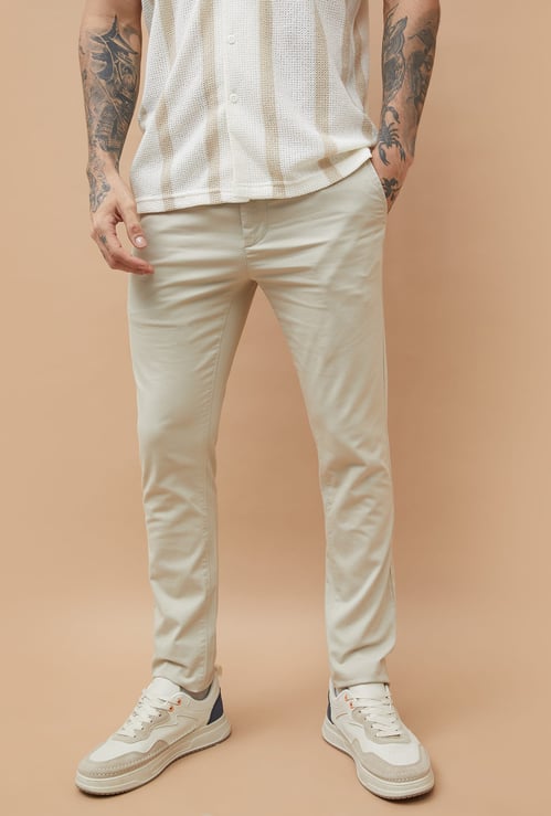 FAME FOREVER Solid Slim Tapered Trousers