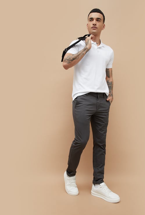 FAME FOREVER Solid Slim Tapered Trousers