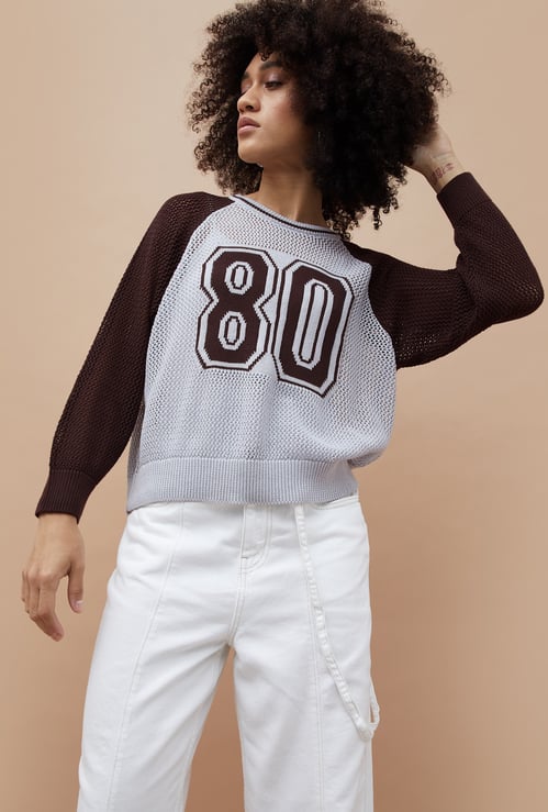 GINGER Colourblock Knit Sweatshirt