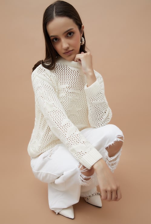 GINGER Open Knit Sweater