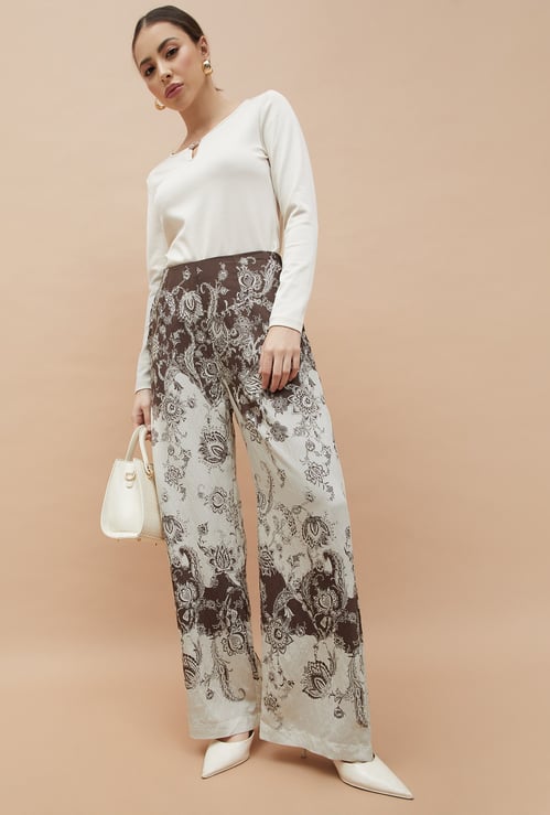 CODE Floral Print Straight Fit Pants