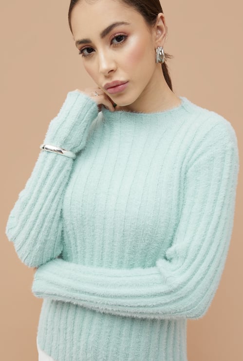 CODE Knitted Fuzzy Sweater