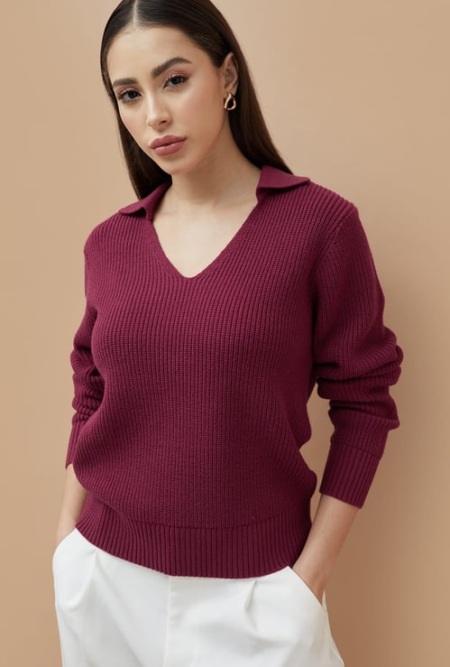 CODE Knitted Collared Sweater
