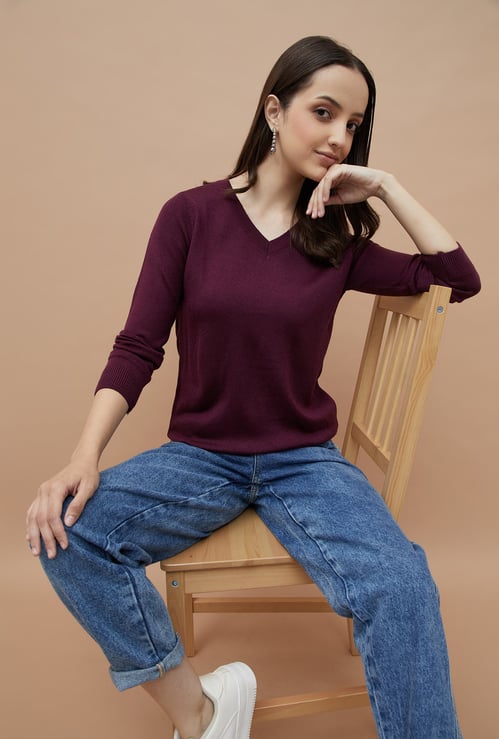 FAME FOREVER Solid Knit Top