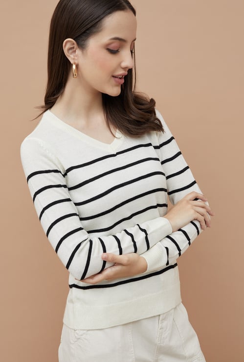FAME FOREVER Striped Knit Top