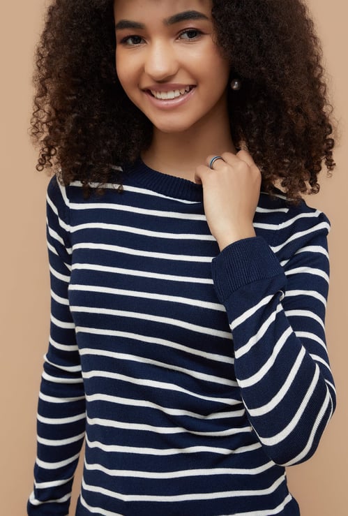 FAME FOREVER Striped Knit Top