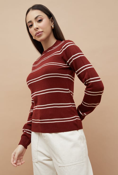 FAME FOREVER Striped Knit Top