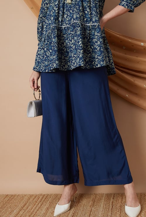MELANGE Solid Elasticated Palazzos