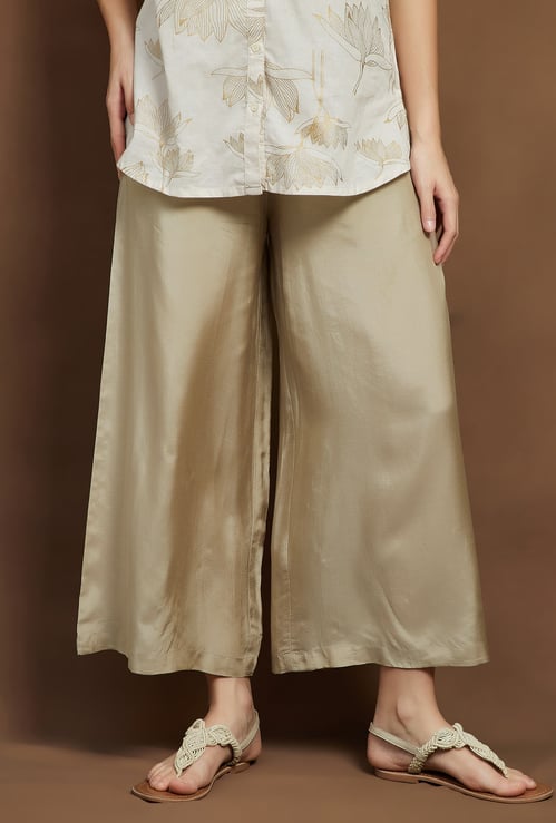 MELANGE Solid Elasticated Palazzos