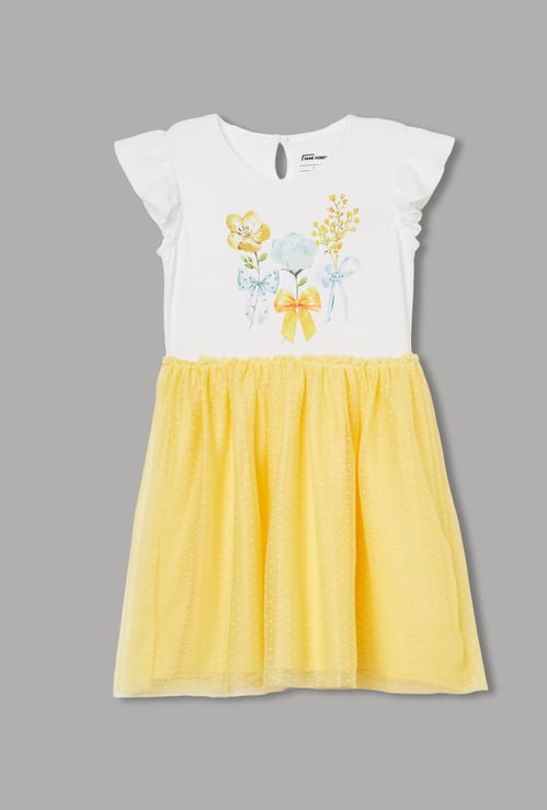FAME FOREVER Girls Colourblock Fit & Flare Dress