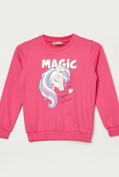 FAME FOREVER Girls Unicorn Print Sweatshirt