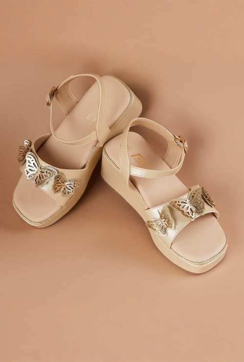 FAME FOREVER Girls Embellished Applique Platforms