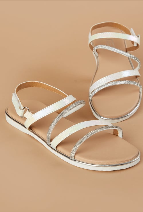 FAME FOREVER Girls Embellished Strappy Flats