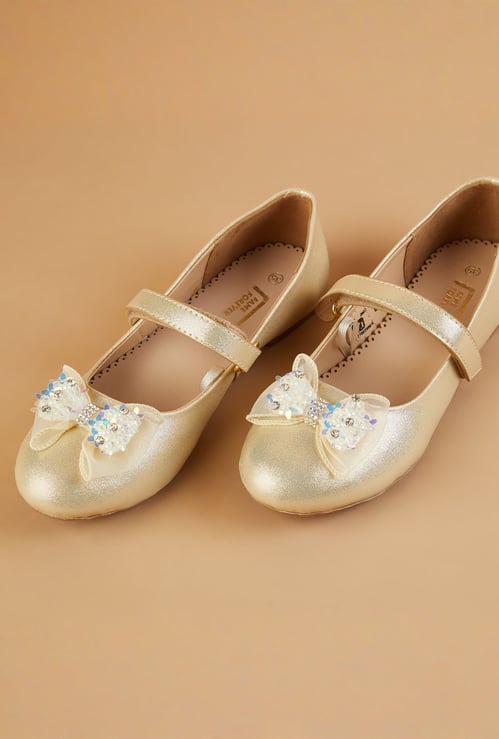 FAME FOREVER Girls Girls Embellished Bow Detail Ballerinas