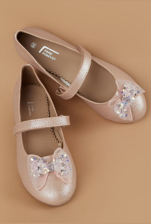 FAME FOREVER Girls Girls Embellished Bow Detail Ballerinas