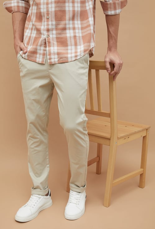 CODE Solid Regular Fit Trousers
