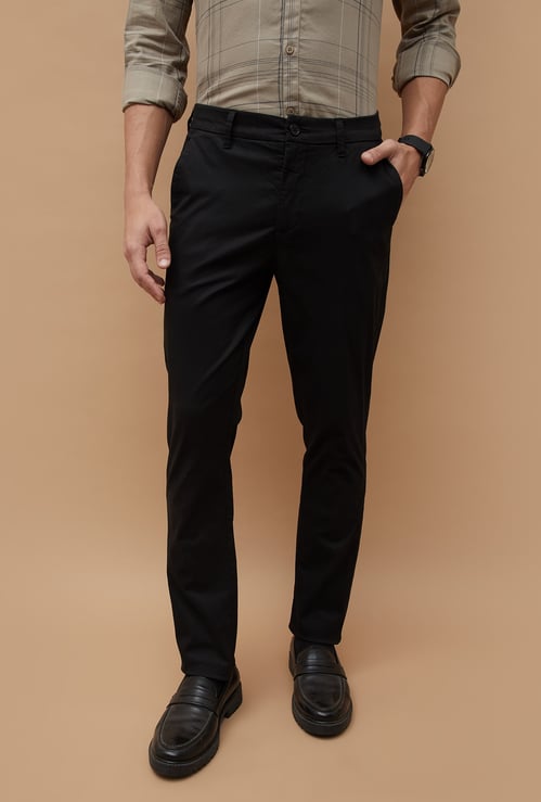 CODE Solid Regular Fit Trousers