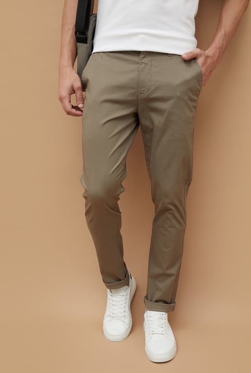 CODE Solid Regular Fit Trousers