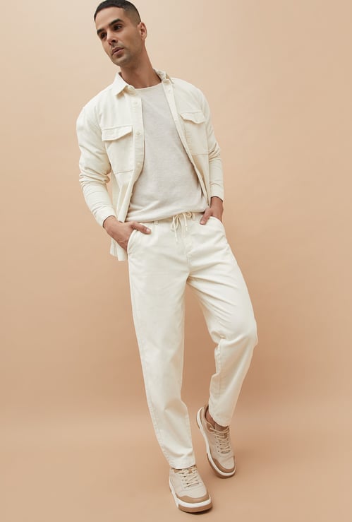 CODE UNWIND Textured Regular Fit Trousers