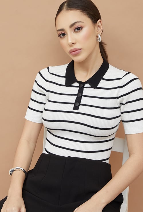 CODE CLASSIC Striped Polo T-shirt