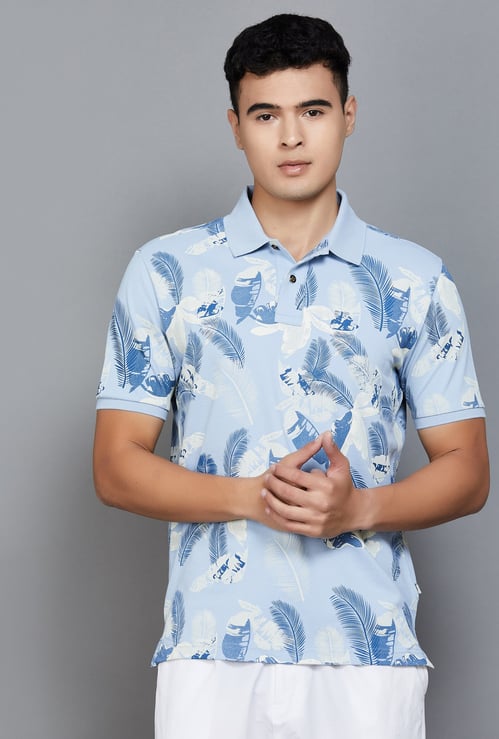 FAHRENHEIT Tropical Print Polo T-shirt