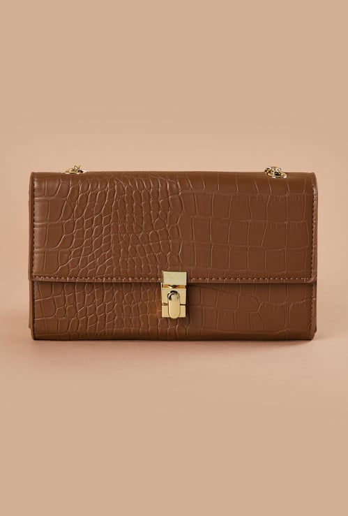 GINGER Croc-Textured Sling Bag