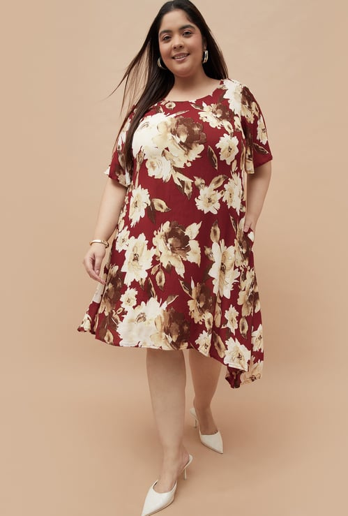 NEXUS Floral Print A-line Dress with Camisole