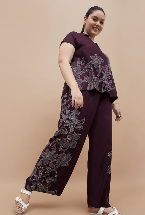 NEXUS Floral Print Wide Leg Trousers