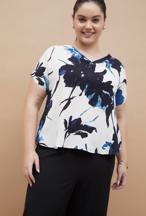 NEXUS Floral Print V-Neck Top