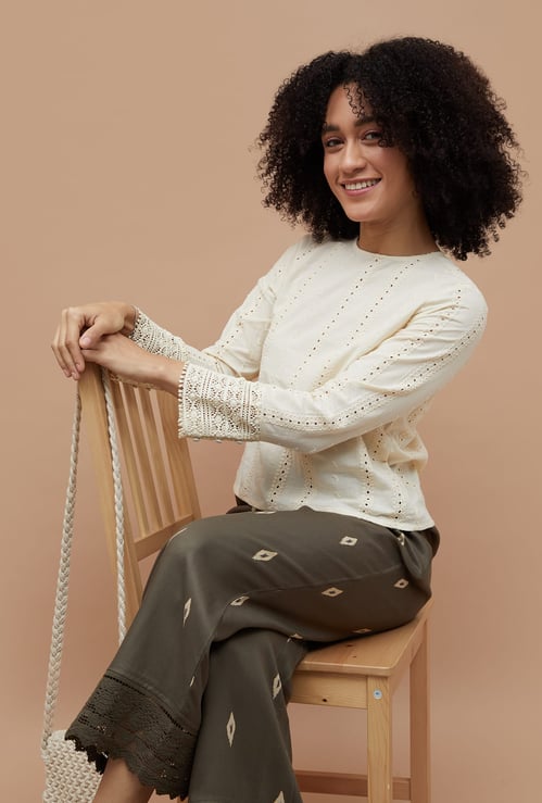 FAME FOREVER Embroidered Top with Lace