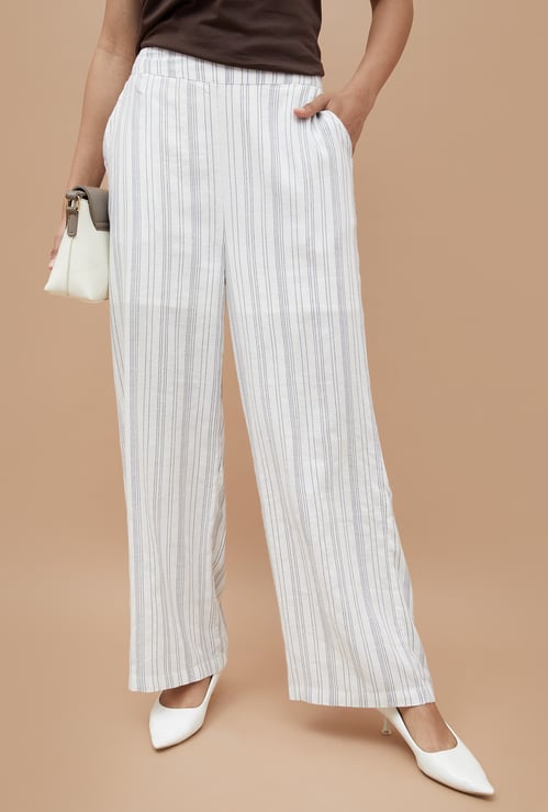 FAME FOREVER Striped Wide Leg Trousers