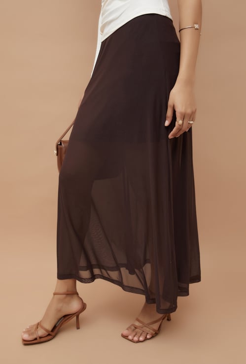GINGER Mesh-Textured A-Line Skirt