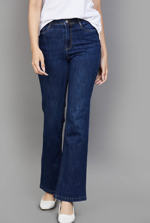 KRAUS Washed High Rise Flared Jeans